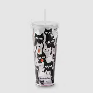 24oz Plastic Tumbler - Black Cat