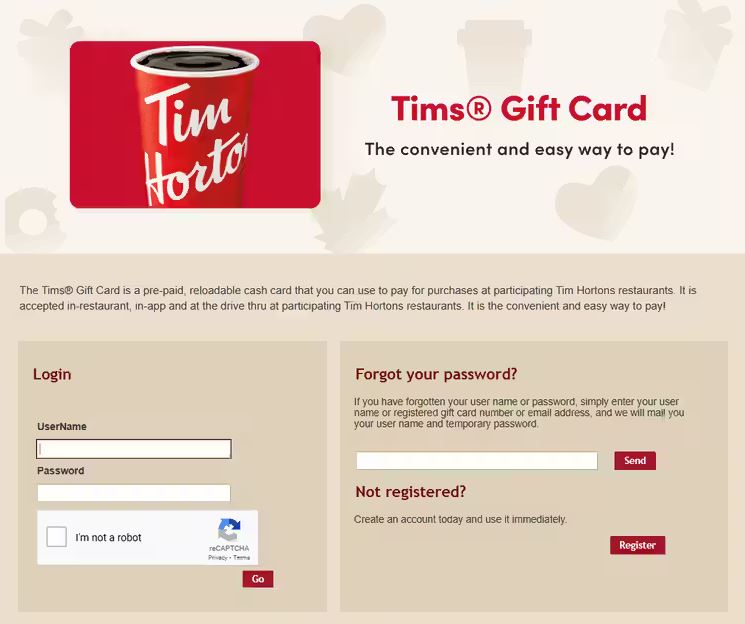 Tims Gift Card